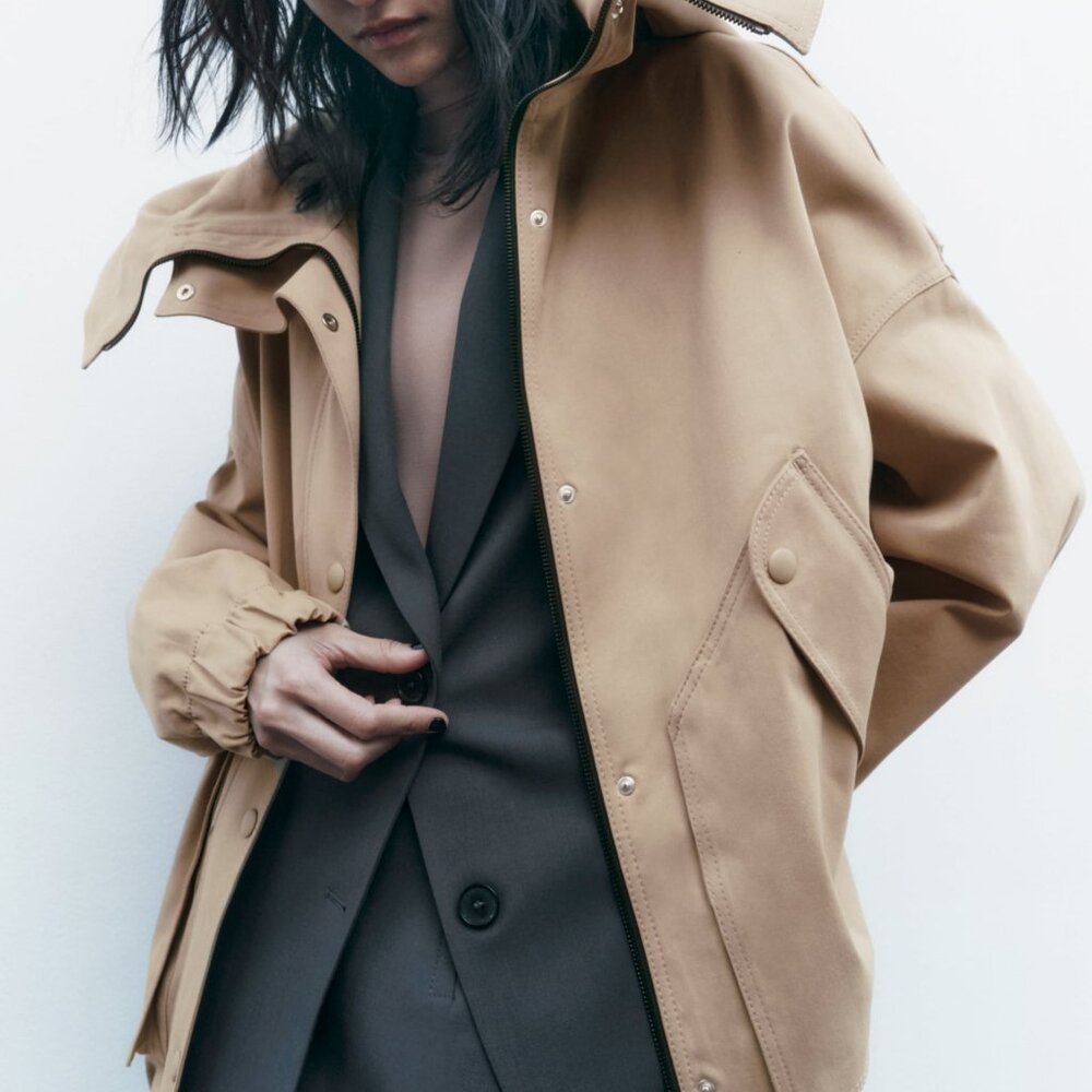 ZARA OVERSIZED COTTON PARKA 2205|303 SIZE S NEW WITH TAGS - Picture 5 of 12